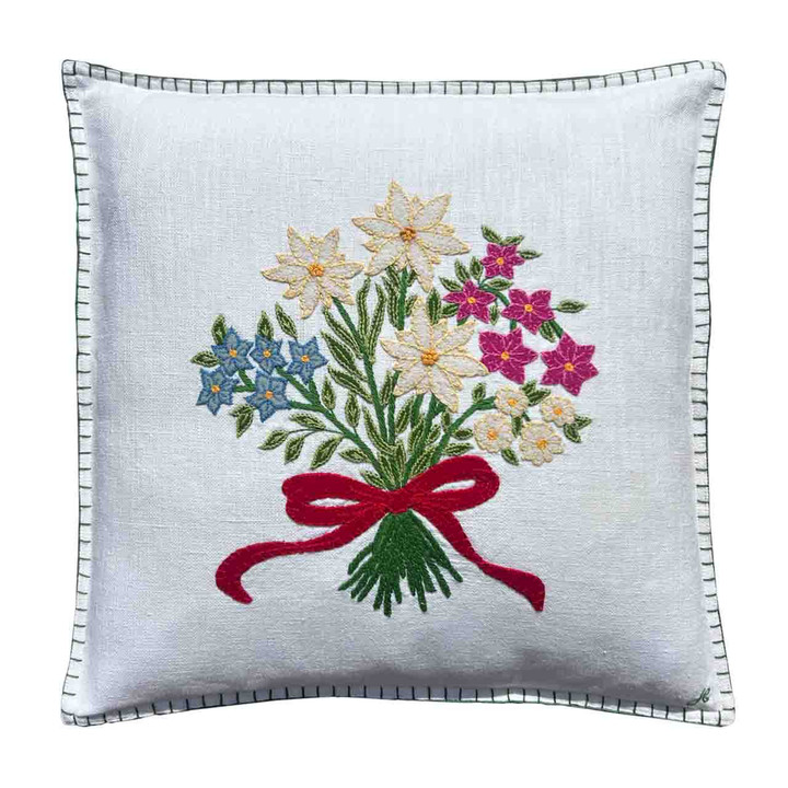 Wildflower Medium Posy Cushion (White)