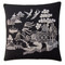 China black and cream willow pattern cushion, hand-embroidered, linen 