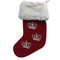 Designer crown Christmas stocking, hand-embroidered, fur cuff, red and cream wool