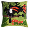 Designer Tropical Toucan, Bird cushion. Luxury hand made black, cream, green and  orange cushion