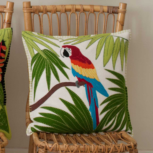 Designer Tropical Parrot Cushion Jan Constantine