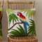 Tropical Parrot cushion, cream,  46cm x 46cm.