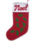 Hand Embroidered red wool felt stocking with green holly and red Noel text