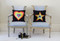 Luxury rainbow sequin star embroidery on black wool felt cushion