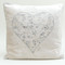 Heart diamante velvet cushion, cream