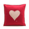 Heart cushion, red and cream wool, hand-embroidered