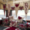 British Pop Art cushions, hand-embroidered