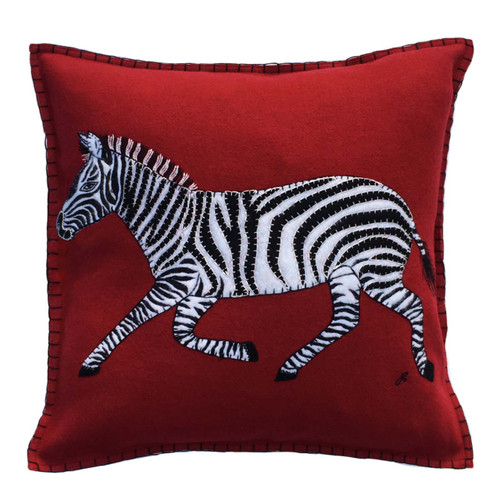 Red, Black & Cream Zebra Cushion Jan Constantine