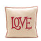 Red love cream cushion, wool, hand-embroidered
