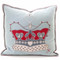 Crown designer cushion, pale blue, cream, red and grey wool