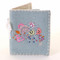 Pale blue needle case with flowers