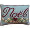 Noel designer cushion, Christmas collection, pale blue, red heart and flowers