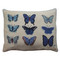 Blue Butterflies hand-embroidered cushion, linen