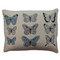 White and blue butterflies hand-embroidered cushion, linen