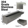 300mm Stainless Water Wall Blade - 35mm Lip x 304 Grade