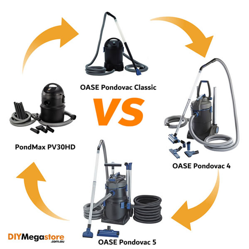 Best Pond Vacuums Compared: PondMAX PV30HD vs OASE PondoVac Classic, 4 & 5