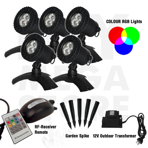 LED Multi Colour Pond Light Kit  with Remote - Set of 5