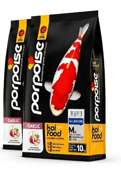 20KG Porpoise Koi  Fish Food Pellet Value Pack with Garlic Size M floating pellets