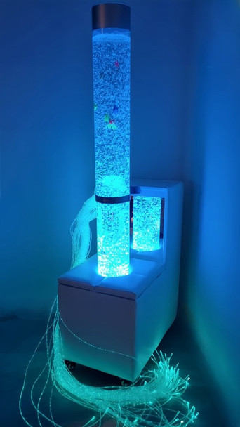 Mobile Sensory Bundle 150MC -Bubble Tube 150cm tall with Interactive Wireless Controller, Fibre Optic, Mobile Unit and Bracket