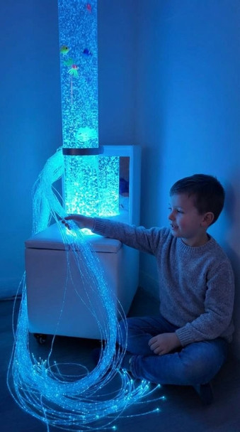 Mobile Sensory Bundle 150FM -Bubble Tube 150cm tall with Fibre Optic, Mobile Unit and Bracket