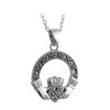 Small Claddagh Pendant with Marcasite in Sterling Silver