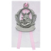 Pewter Crib Medal Pink Ribbon with Personalization Option