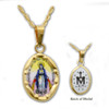 14Kt Miraculous Medal Necklace w/Enamel Detail