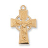 18Kt Gold Celtic Crucifix Necklace, 18" Chain