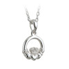Sterling Silver Claddagh Necklace, 16 Inch Chain