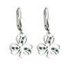 Shamrock earrings Rhodium with crystals