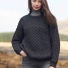 Traditional Irish Crew Aran Sweater Charcoal