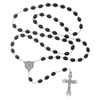 Rosary Black Wood With Pewter Crucifix showing the entire rosary