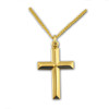 Beveled Cross Necklace 18 kt Gold on 18" Chain