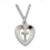 Silver Heart With Cross Pendant on 18 IN Chain