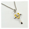 SS Cross with Gold Heart Pendant 18IN Chain