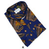 K (orange, yellow, and white design with black outline on navy blue background)