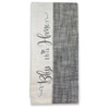 Bless this Home Kitchen Towel is gray and white with black text