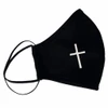Black Religious Face Mask with Cross for Coronavirus pictured from the side