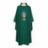 811 Green Chasuble with embroidered Chalice and Host
