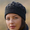 Irish Knit Hat for Men & Women in Charcoal on Woman