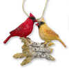 Christmas Cardinal Birds on Logs Ornament