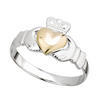 Eireloom Gold Heart Claddagh Ring and Irish Hallmarked in Dublin Castle Sterling Silver