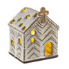 Small LED Ceramic Church with light on