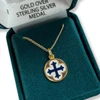 Round Blue Cross Necklace in the deluxe jewelry gift box