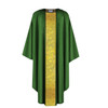 MDS 075 Chasuble with Gold Jacquard Banding Green without Collar