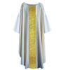 MDS 075 Chasuble with Gold Jacquard Banding-White no collar