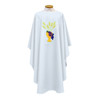 873 Chasuble with Chalice, Wheat & Grapes Design  Pure White