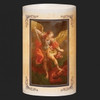 6 inch LED St. Michael Pillar Candle that requires 2 AA batteries which are not included with your purchase