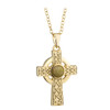Gold Celtic Cross Pendant with Connemara Marble