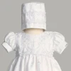 Detail of the Savannah Baptismal/Christening Gown bonnet and bodice